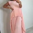 thumbnail image 4 of Breezora Women's Pleated Top and Wide Leg Pants Set Elastic Waist Comfortable Daily Wear Two Piece Outfit Trendy Lounge Attire XXL Size Pink, 4 of 7