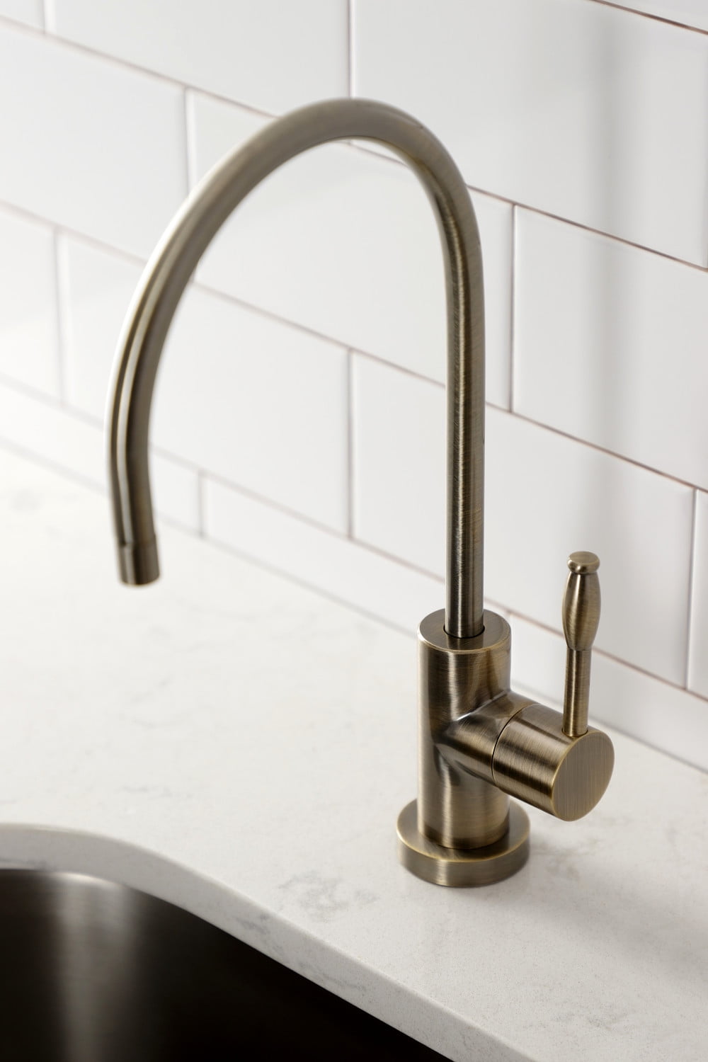 Kingston Brass KS8193NKL Nustudio Single-Handle Cold Water Filtration Faucet, Antique Brass