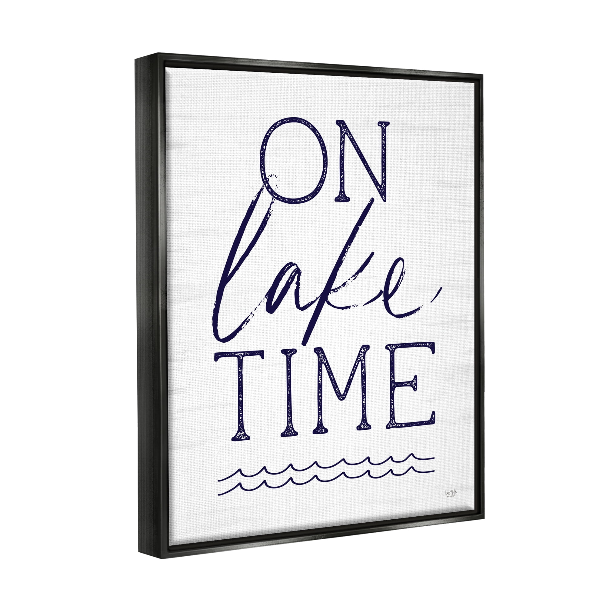 Stupell On Lake Time Water Waves Landscape Painting Black Floater Framed Art Print Wall Art