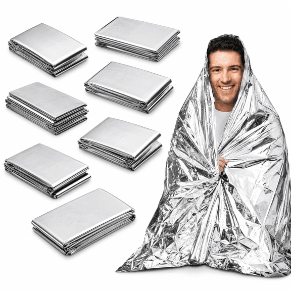 Emergency Blankets 8 Pack Mylar Thermal Space Blanket for Survival Gear,Solar Camping Shelter,Emergency Kit & Supplies Outdoor Backpacking 63"x 82"