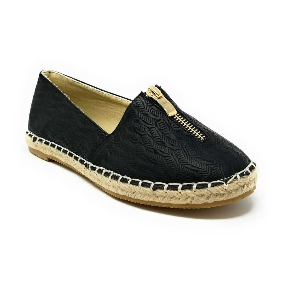 Forever Young Women Espadrille SlipOns Loafers, Zipper Decor Flats