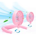 thumbnail image 1 of Ventilador de cuello portátil JUANANIUG recargable de 3 velocidades rosa, 1 of 9