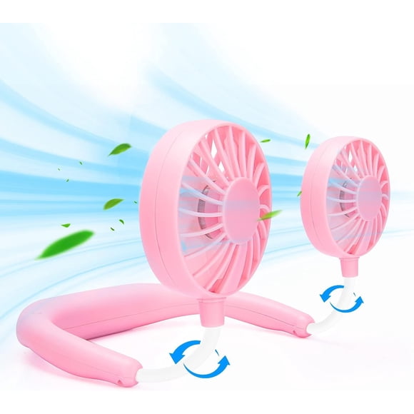 Ventilador de cuello portátil JUANANIUG recargable de 3 velocidades rosa