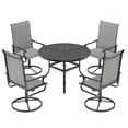 thumbnail image 6 of ELPOSUN 5 Piece Outdoor Patio Dining Set Swivel High Back Textilene Chairs and Round Table Furniture Set,Light Gray, 6 of 7