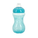 Nuby No-Spill Easy Grip Aqua Blue Soft Spout Sippy Cup, 10 fl oz (3 Colors)