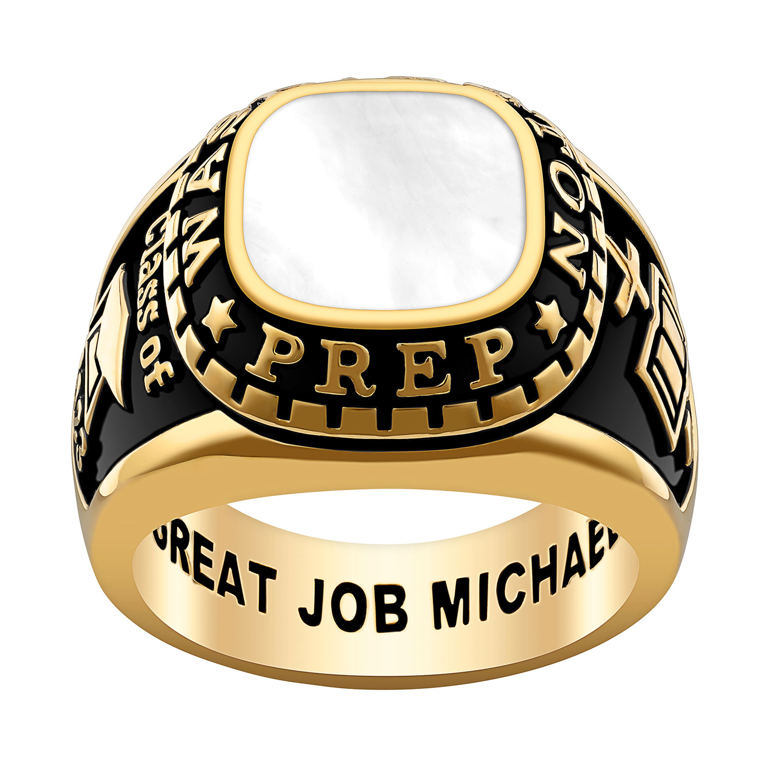 Order Now for 2025 Graduation, Freestyle Men’s Class Ring – Onyx, Carnelian, Lapis Mother of Pearl Genuine Stone Sterling Silver, Personalized, High School or College Graduation