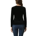 thumbnail image 3 of MODA NOVA Juniors Velvet Sweetheart Neck Elegant Long Sleeves Top Black L, 3 of 5