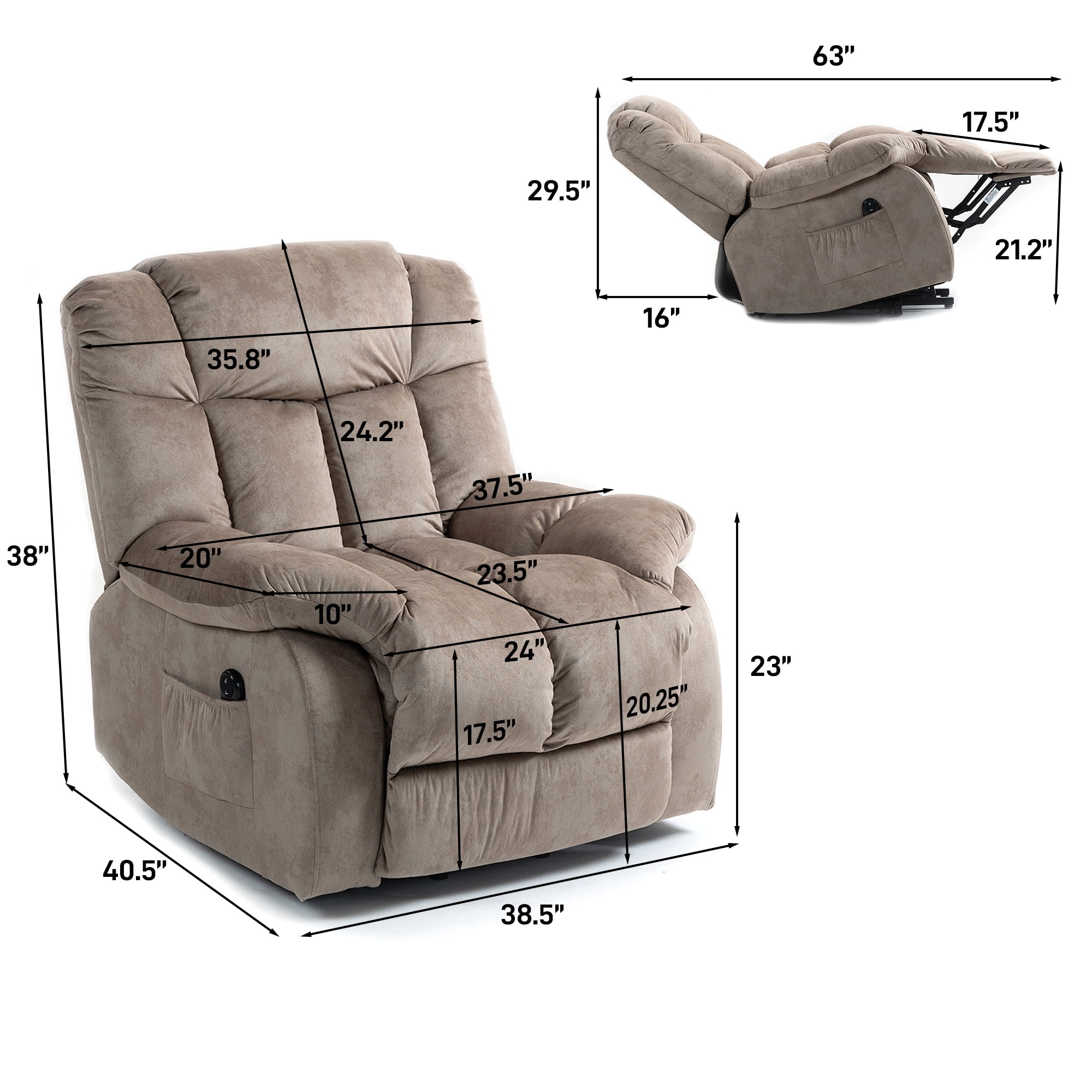 Aukfa Power Lift Recliner Chair Deep Seat Recliners with Infinite Position for Elderly Living Room, Light Camel