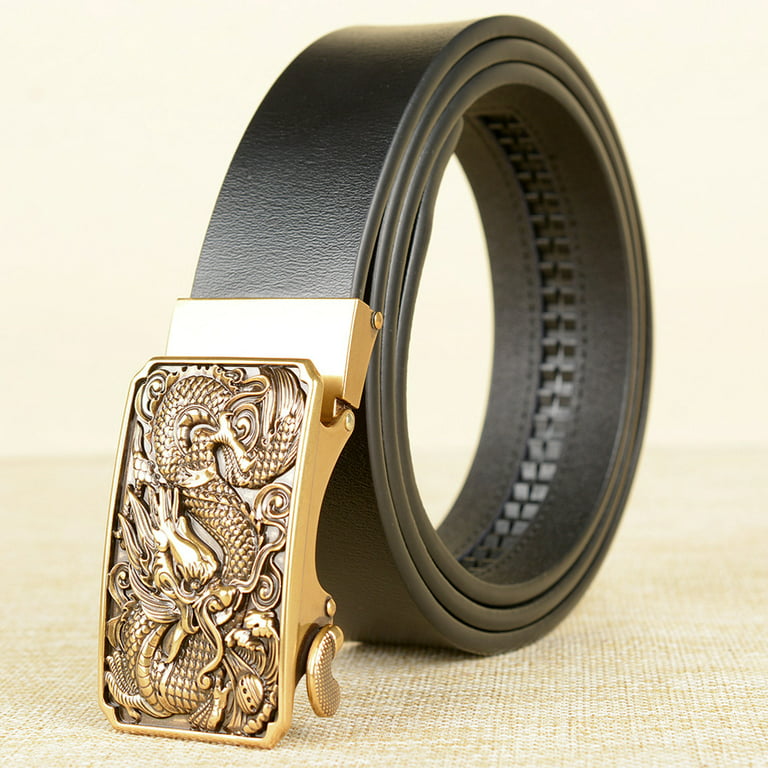 Mens Belts Luxury Brand Genuine Leather Gold Dragon Letter V  DiamondAutomatic Buckle Designer Cowskin Black Strap DK-2293
