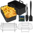 thumbnail image 2 of 7Pcs Air Fryer Accessoires Ensemble Flexible Antiadhésif Air Friteuse Silicone Doublure Acier Inoxydable Grille de Friteuse à Air Chaud avec Brosse à Huile Réutilisable Friteuse à Air Temps de Cuisson au Lave-Vaisselle Sûr pour Air Frye, 2 of 10