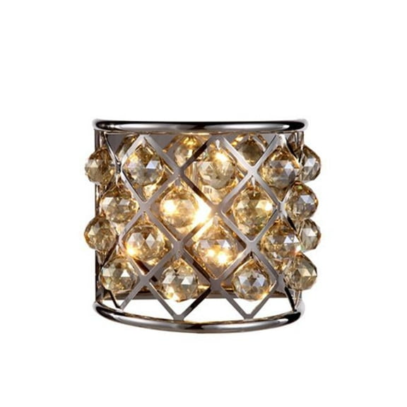 1214W11PN-GT-RC Madison Wall Sconce - Polished Nickel- Royal Cut Golden Teak Smoky