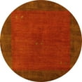 thumbnail image 1 of Ahgly Company Machine Washable Indoor Round Abstract Yellow Contemporary Area Rugs, 6' Round, 1 of 4