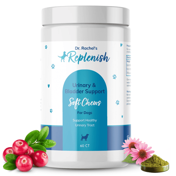 Replenish Bladder Support Chews for Dogs UTI Supplement – Cranberry Chews for Dogs Urinary Tract Support - Dog Kidney Support Supplement Chew - 60 Count
