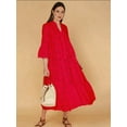 thumbnail image 3 of Women'S 2025 Lace Eyelet Embroidery Maxi Dress V-Neck Trumpet Sleeve Boho Flowy Swing Dress Red XXL, 3 of 6