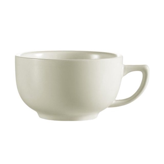 CAC China REC-56 Rolled Edge 4-3/4-Inch Stoneware Cappuccino Cup, 14-Ounce, American White, Box of 36