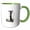 Green/White, variant on 3drose, Dazzling Letter J. Halloween Monogram, Broom, Wizard Hat, Cat Art, 11oz Mug