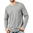 thumbnail image 2 of Hngshg T-Shirts for Men Comfort Long Sleeve Pocket Lounge Tops Casual Solid Color Crew Neck Pullover Tee Shirts, 2 of 7