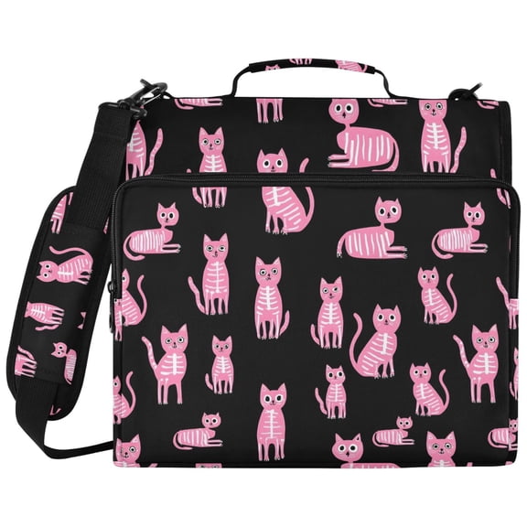 ALAZA Zipper Binder Cool Cats Bones Pattern 2 inch 3 Ring 500 Sheet Capacity Trapper Keeper File Folder Organizer Bag