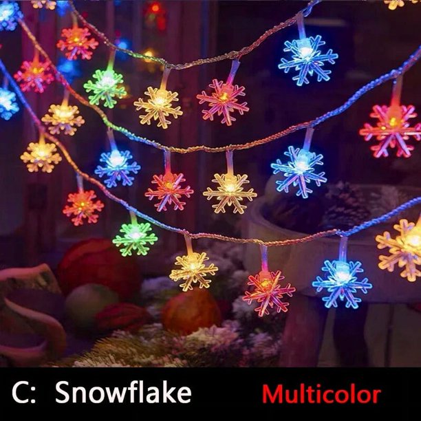Guirnalda de luces LED con forma de estrella de copo de nieve para Navidad, guirnalda de hadas con batería y USB, decoración de Halloween de árbol al aire libre, vacaciones de Año Nuevo, 3-50M