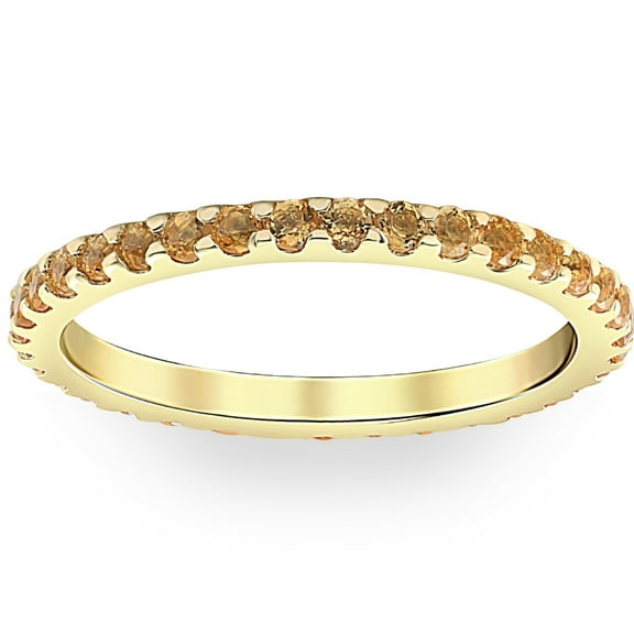 Pompeii 3/4Ct Genuine Citrine Eternity Ring Stackable Band 10k Yellow Gold (,)