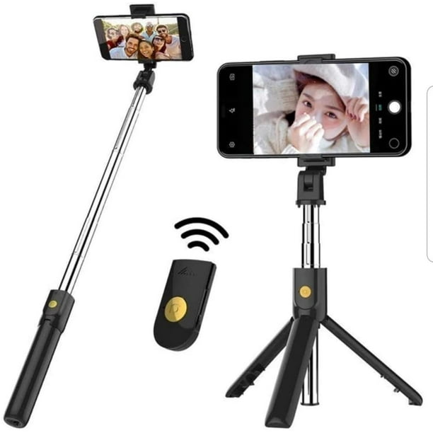 IBAOLE Perche à Selfie 3 en 1 Trépied, Perche à Selfie Bluetooth Extensible  avec Télécommande sans Fil, Compatible avec iPhone 11/11  pro/X/8/8P/7/7P/6s/6, Samsung Galaxy S9/S8/S7/Note 9/8 , Huawei et Plus  Noir - 