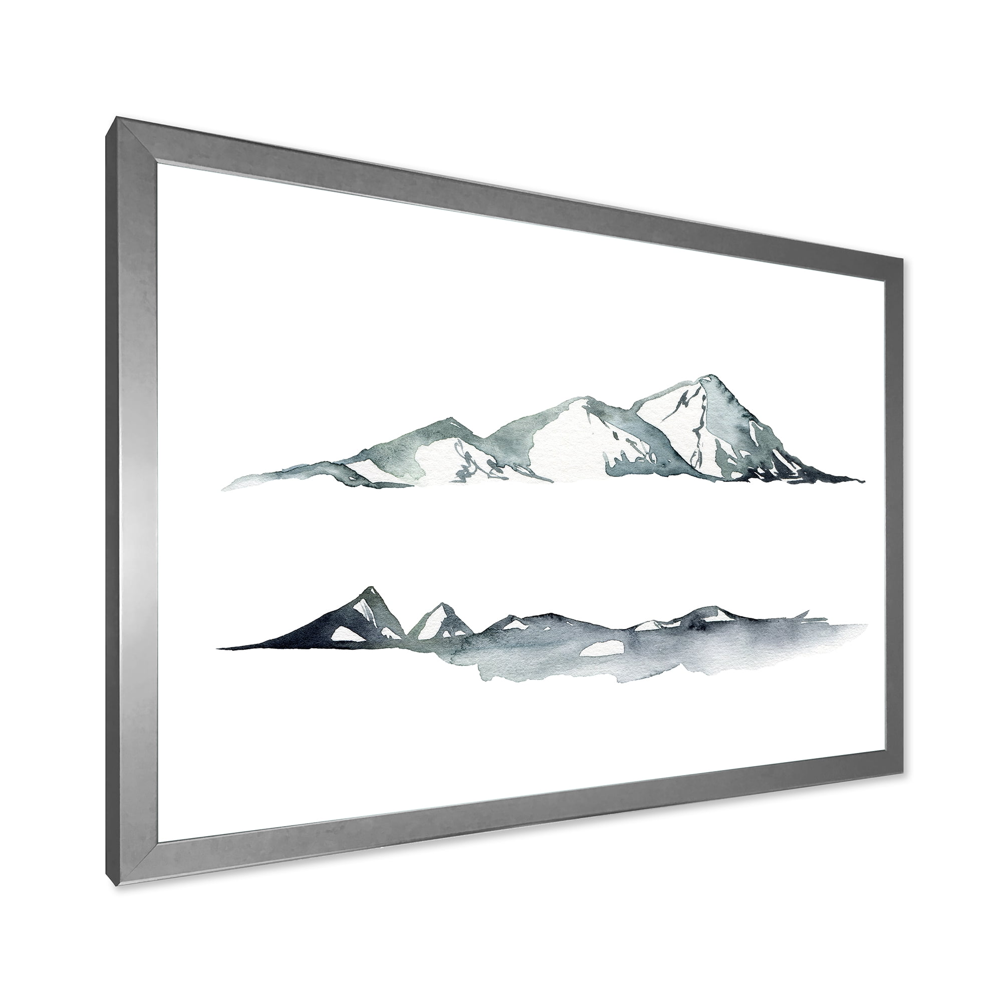 Designart 'Minimalistic Dark Blue Mountains Landscape' Modern Framed Art Print