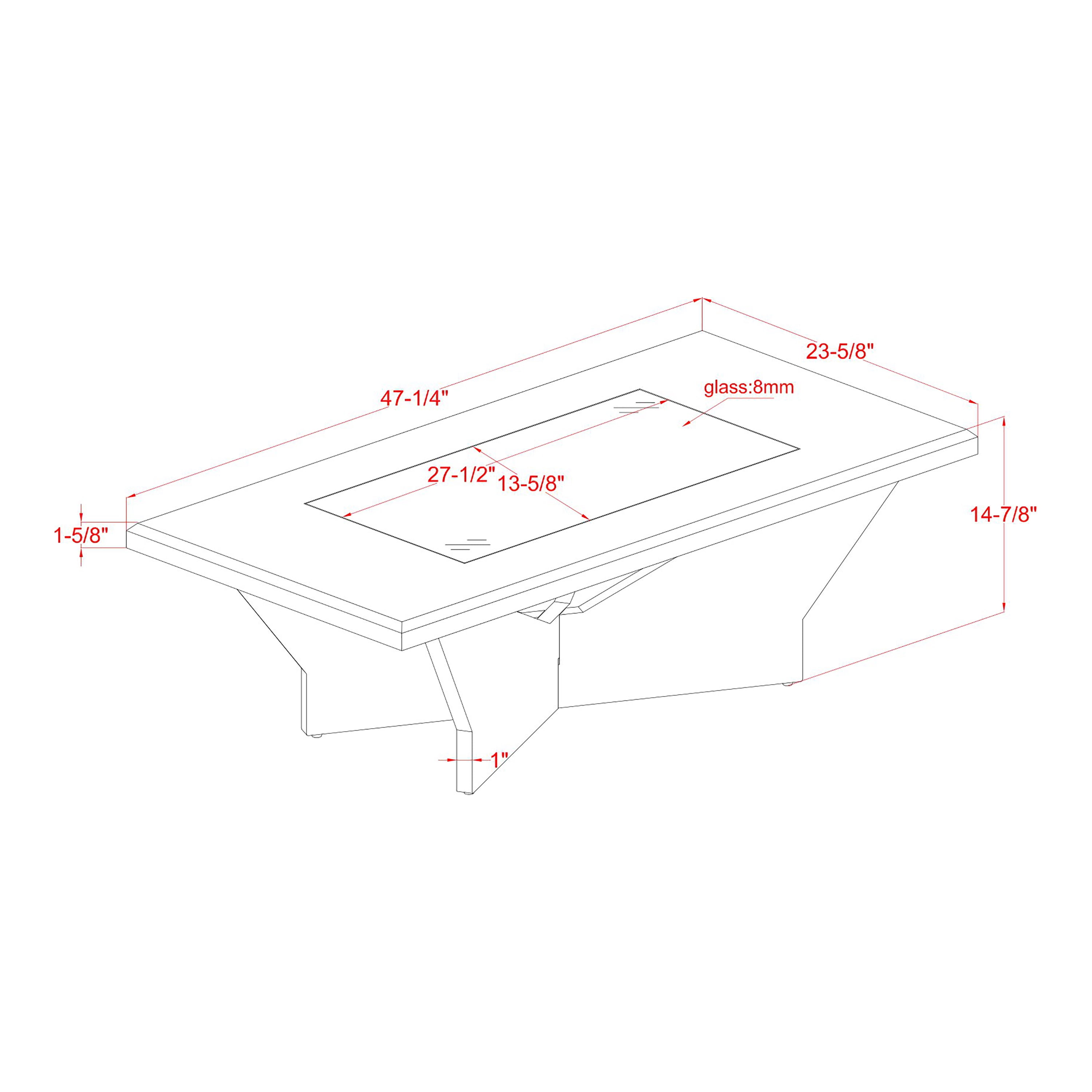 Furniture of America Duall Rectangular Black Glass Top and White Wood Coffee Table