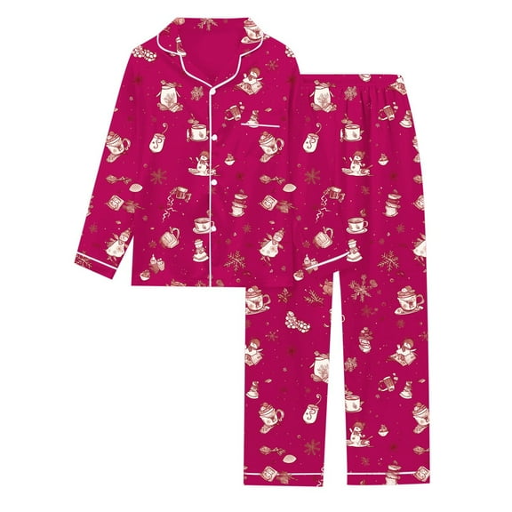 Winter Lounge Sets â Cozy Pajama Sets for Women, Warm Sleepwear for Cold Nights Printed Women's Long Sleeved Pajamas Pajamas