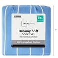 thumbnail image 6 of Mainstays 3-Piece 220 Thread Count Blue and White Stripe 100% Peached Cotton Dreamy Soft Bed Sheet Set, Twin/Twin XL, 6 of 6