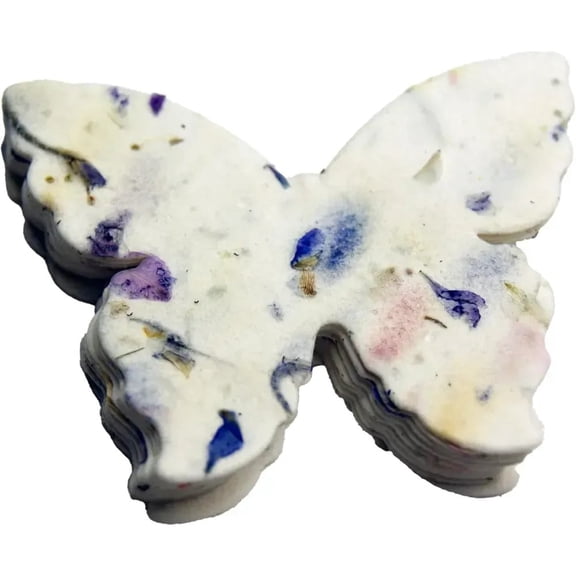 Of The Earth Handmade Paper - Wildflower Seed Paper Butterfly Shape - Large 3" - Set of 24 (45s Purple Recycled)