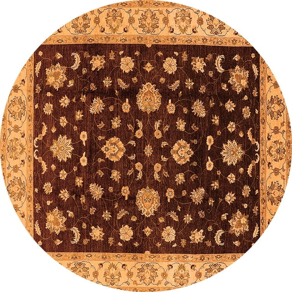 Ahgly Company Indoor Round Oriental Orange Traditional Area Rugs, 3' Round