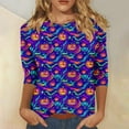 thumbnail image 3 of Uootdi Halloween Shirts for Women Trendy Fall Fashion Women 3/4 Sleeve Tops Funny Cute Gifts for Her Graphic Tee Tops Casual Loose Tunic Bl, 3 of 5