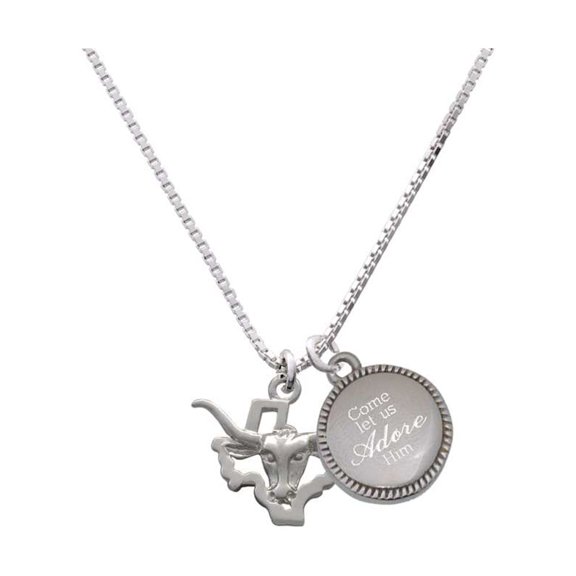 Silvertone Longhorn - Texas - Come Let us Adore Him Necklace