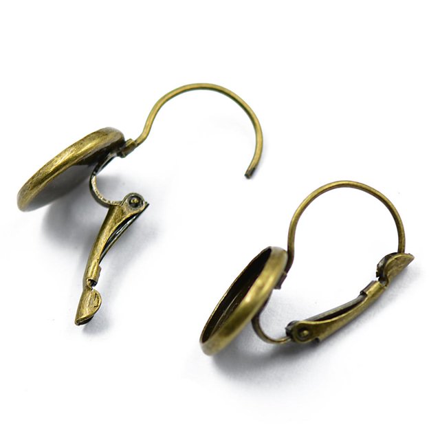 Abbracc 12x Earring Wire Hooks Findings Cabochon Setting Round Jewelry Making Bronze