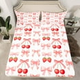 thumbnail image 2 of jejeloiu Pink Cute Bowknot Full Size Sheets,Kawaii Cherry Strawberry Bed Sheets,Chic Ribbon Bow Tie Sheet Sets For Girls,Microfiber Bedroom Decor,4-Piece, 2 of 7