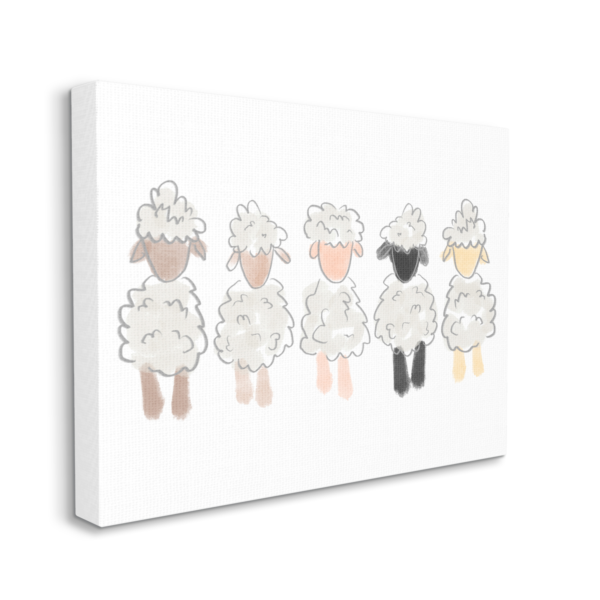 Stupell Industries Fluffy Soft Sheep Farm Animal Nursery Drawing Canvas Wall Art, 40 x 30, Design by Anna Whitham
