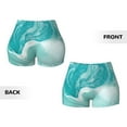 thumbnail image 6 of Yiaed Teal Turquoise 1 Print Women's Athletic Shorts Running Shorts Sporty Short High Waisted Elastic Workout Shorts for Yoga Gym Running & Sports -X-Large, 6 of 8