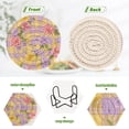 thumbnail image 4 of Yellow Purple Plaids with Small Flowers Drinking Coasters Cup Mat with Holder for Kitchen Cafe Bar 6 Packs, 4 of 7