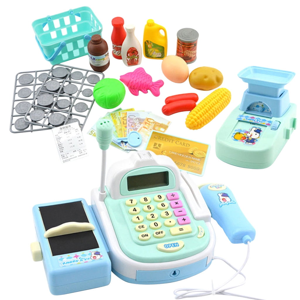 Pretend Play Electronic Cash Register Toy Realistic Actions & Sounds