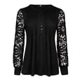 thumbnail image 3 of Dressy Tops For Women,Women Summer Trendy See Through Lace Long Long Sleeve Shirt V Neck Casual Fitted Tunic Clothes Tops,Womens Plus Size Tops(Color:Black,Size:S), 3 of 8
