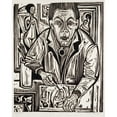 thumbnail image 2 of Ernst Ludwig Kirchner 15x18 Black Ornate Wood Framed Double Matted Museum Art Print Titled - Self -Portrait, Wood -Cutting (1921), 2 of 5