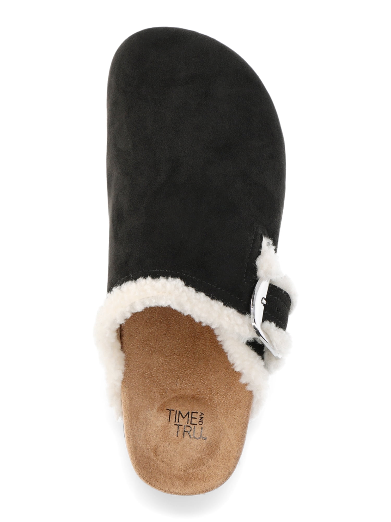 Time and Tru Women's Faux Shearling Cozy Buckle Clogs, Sizes 6-11