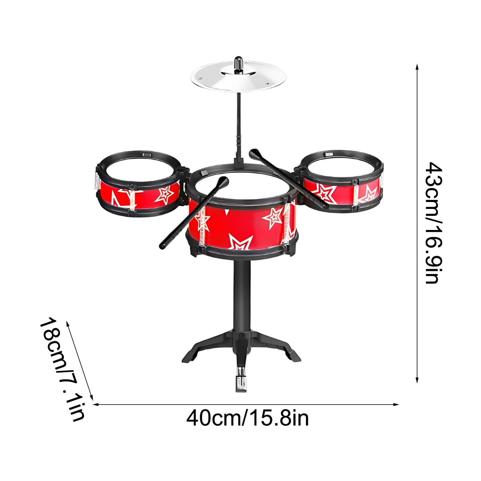 SPOORYYO Jazz Drum Set for Beginners, 5 Drums with Stool, Musical Instrument for Boys and Girls, Great Birthday Gift