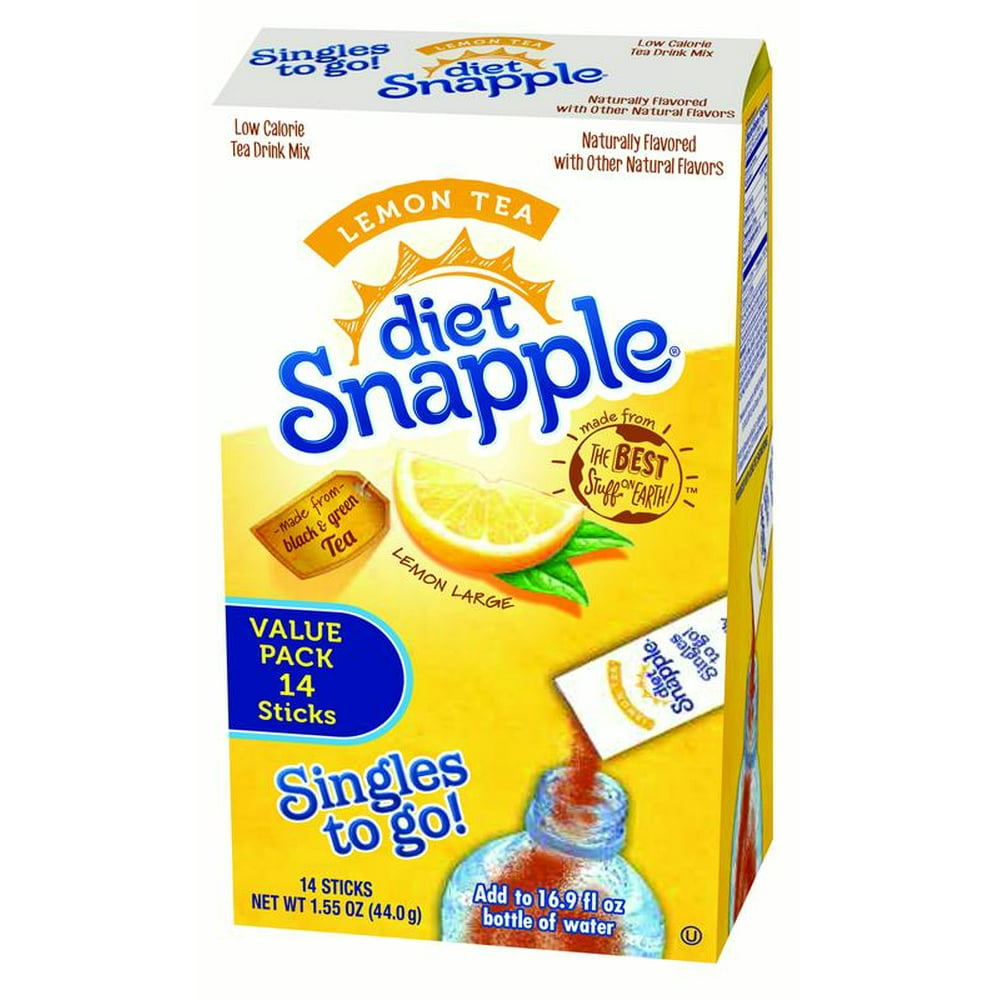 Diet Snapple Singles ToGo Drink Mix, Lemon Tea, 1.55 Oz, 14 Count
