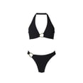 thumbnail image 4 of Mceream Women Solid Backless Bikini Bandage Two-Pieces Swimwear Swimsuit Beachwear Set Black M, 4 of 6