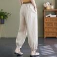 thumbnail image 4 of Sngxgn Womens Casual Loose Pants Comfy Cropped Work Pants with Pockets Elastic High Waist Pants(Khaki,M), 4 of 6
