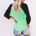 thumbnail image 4 of Plebaso Chemises à Manches 3/4 pour Femmes Col Rond Tops à Blocs de Couleur Décontractés Amples Blouses pour Femmes, 4 of 4