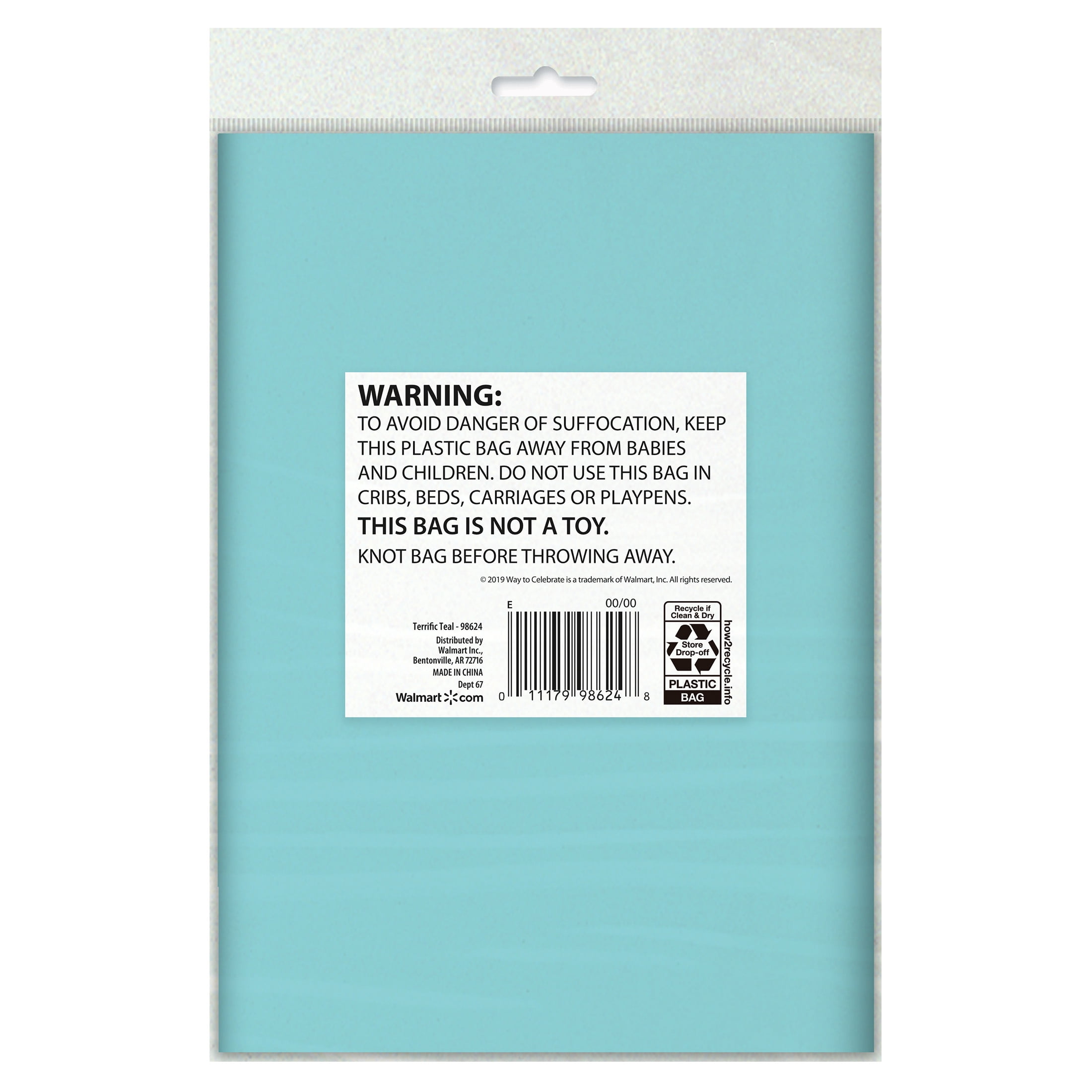 Way to Celebrate! Teal Plastic Round Tablecloths, 84in, 2ct
