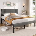 thumbnail image 3 of Isvyn Queen Bed Frame with Rustic Vintage Wood Headboard and Footboard,Metal Support,Grey, 3 of 8