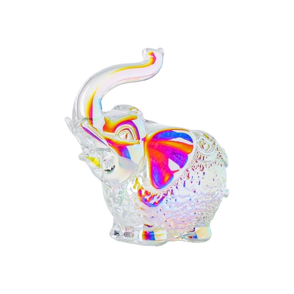 WYZCTTD Crystal Elephant Figurine with Trunk Up, Lucky Glass Elephant Statue, Collectible Chubby Animal Paperweight for Home Office Tabletop Decor